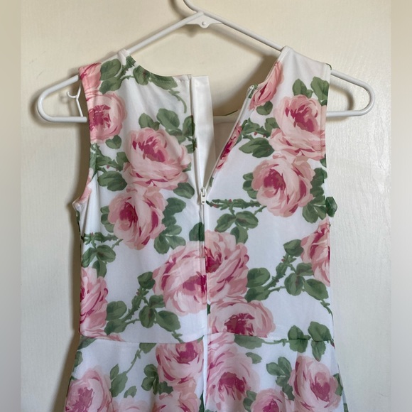 🌸Place New White Pink Roses Mesh Lace Overlay Sleeveless Dress - Picture 8 of 9